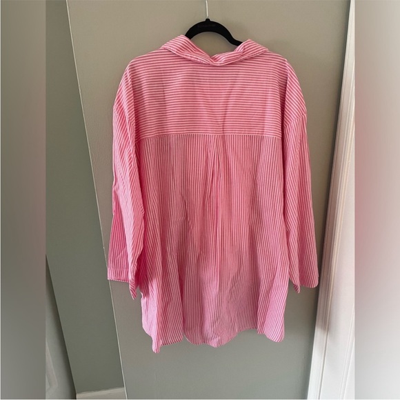 Pink Striped Plus Size Cotton Pajama Set - Picture 7 of 7